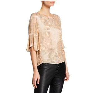 NWT Alice + Olivia Bernice Ruffle Sleeve Top Large